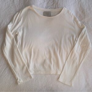 St. Agni Linen Cotton Long Sleeve T Shirt Blouse Top White